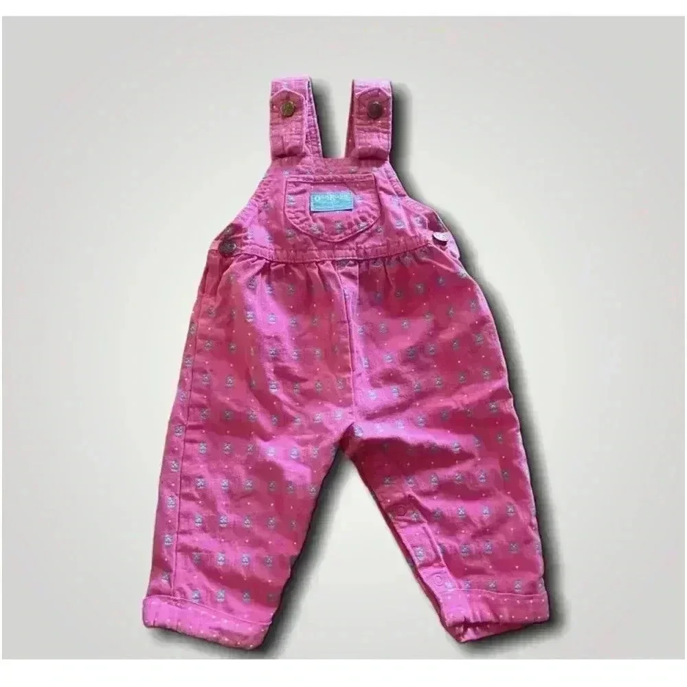 Osh Kosh Vintage Floral Overalls Size 12 Mo Made In USA